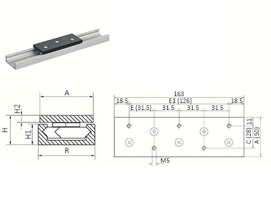 Radkev R52 Каретка роликовая Radia R52-B-DEL A=50 B=163 - купить | Юнитех Украина