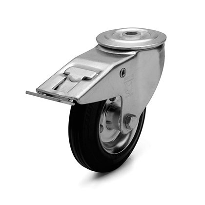 колесо тип HFF - поворотный кронштейн с отверстием для болта + тормоз